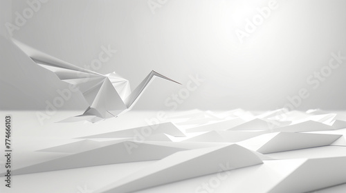 white_paper_crane_3D_white_background