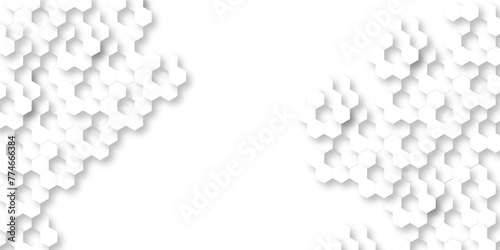 Background with hexagons . Abstract background with lines . white texture background . hexagon abstract background. Surface polygon pattern with glowing hexagon paper texture and futuristic business.