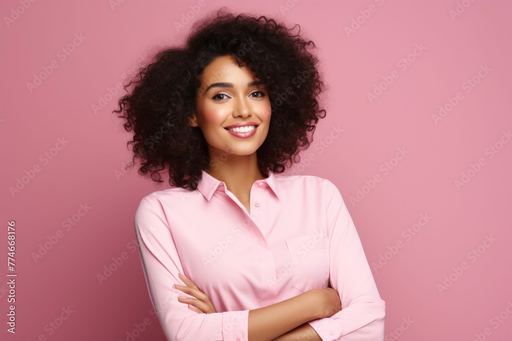 Confident Businesswoman in Pink Blazer. Generative ai Confident Businesswoman in Pink Blazer. Generative ai