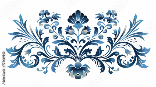 Blue and white decorative design illustration flat vector