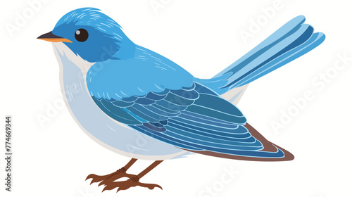 Blue bird flat vector isolated on white background