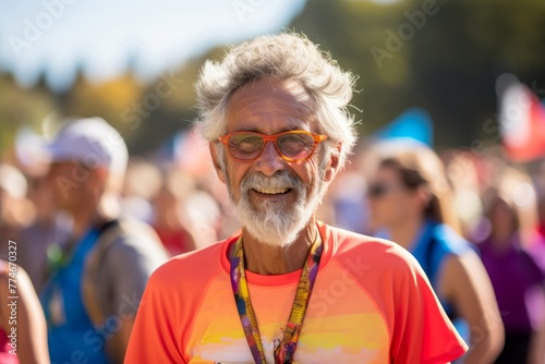 
Photo Showcase the diversity of participants with a close-up portrait of a runner from a different age group or background in the marathon