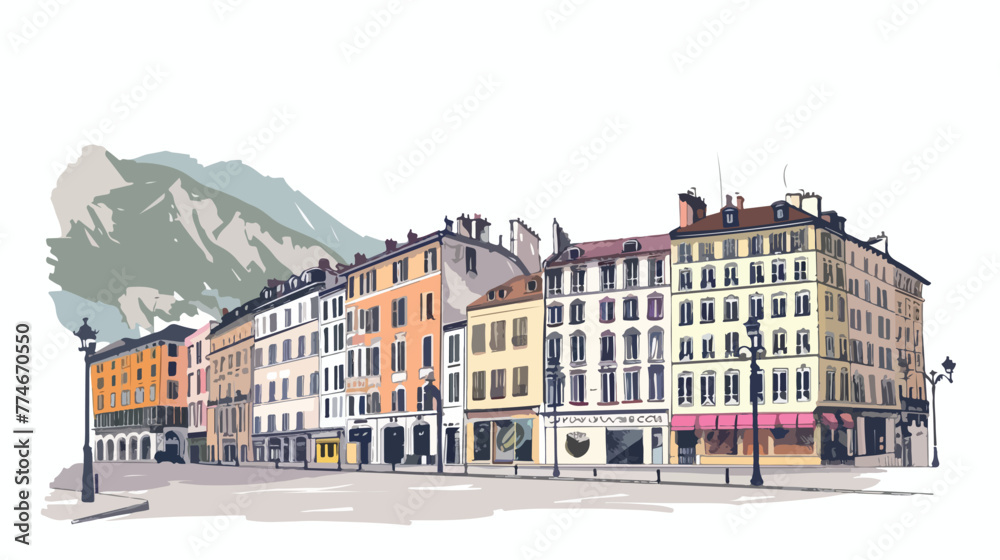 Building view with landmark of Grenoble is the city i