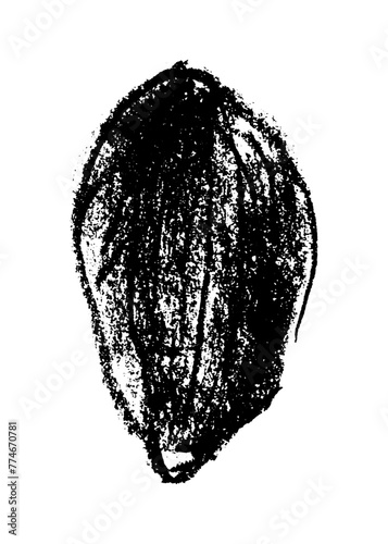 Vector hand-drawn illustration almonds. Black charcoal drawing of almond nut for marzipan paste label design or almond butter packaging. Botanical sketch for ketogenic diet banner.