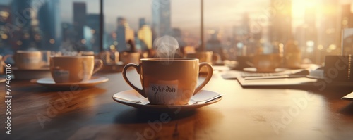 Coffee cups during a business meeting photo