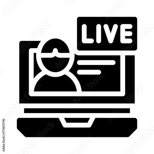 live streaming glyph icon