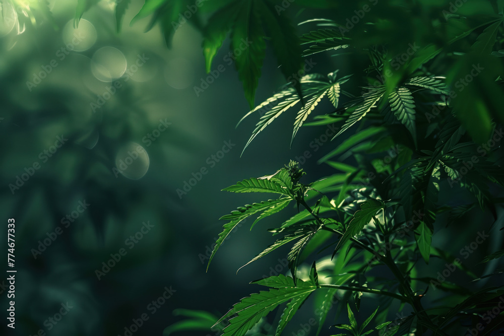 Obraz premium cannabis leaf slide background. Created with Generative AI technology.