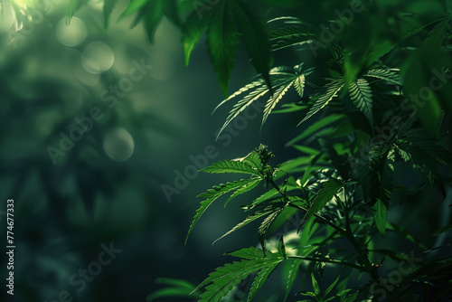 cannabis leaf slide background. Created with Generative AI technology.