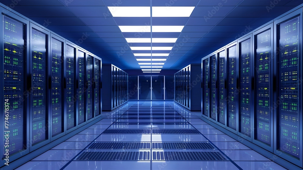 Fototapeta premium interior of Server racks in server room data center 