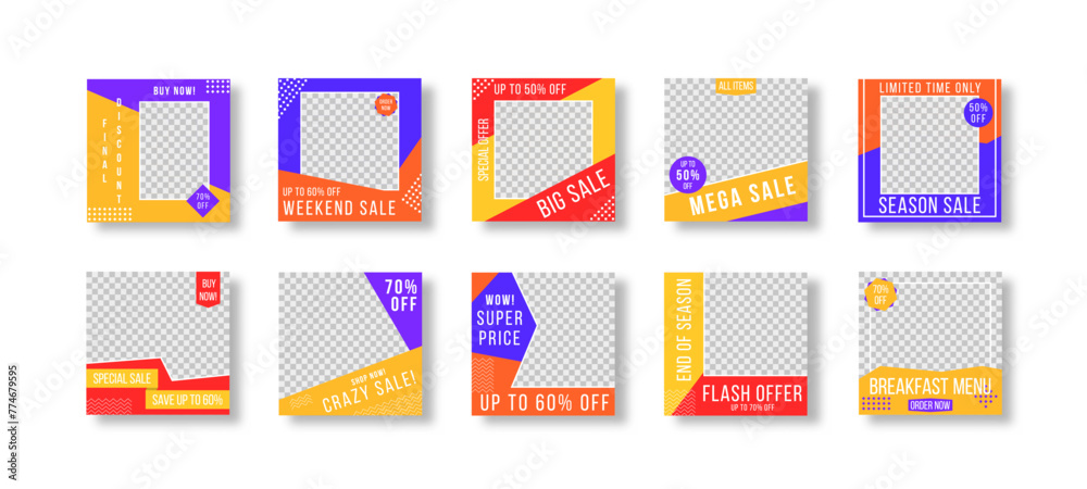 Suitable for social media stories post and web mobile ads. Editable post template banners for social sale media mobile apps, digital marketing. Fashion advertising. Vector Illustration