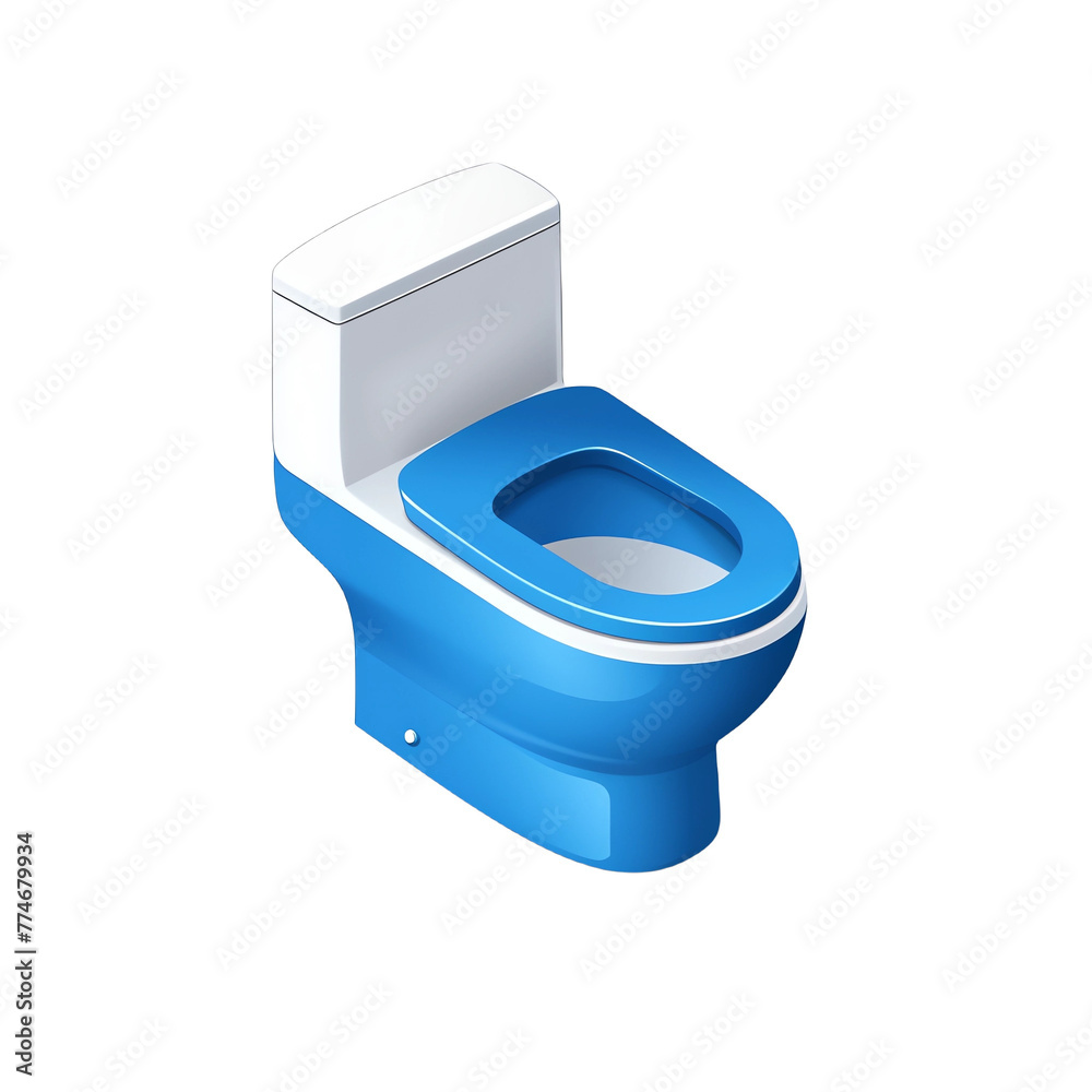 Isometric blue toilet icon, white background, no shadow, high resolution Isometric blue toilet icon, white background, no shadow, high resolution