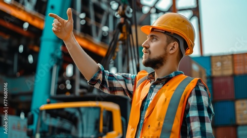 silhouette of a construction worker against crane and building structures