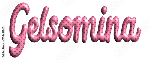 Gelsomina - pink color with dots, fabric style -name - three-dimensional effect tubular writing - Vector graphics - Word for greetings, banners, card, prints, cricut, silhouette, sublimation