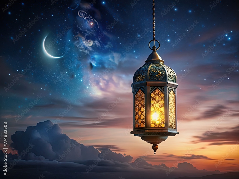 lantern in the night sky generative ai