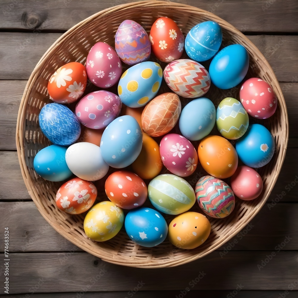 Easter bunny and easter eggs