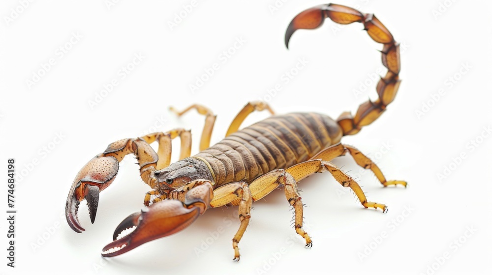 Scorpion on a white background. Dangerous insect. Sting with poison. Scorpion on a white background. Dangerous insect. Sting with poison.