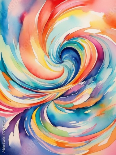 the swirls of color merge gracefully  forming a captivating watercolor painting masterpiece.
