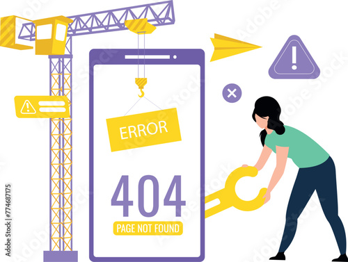 Girl fixing error 404