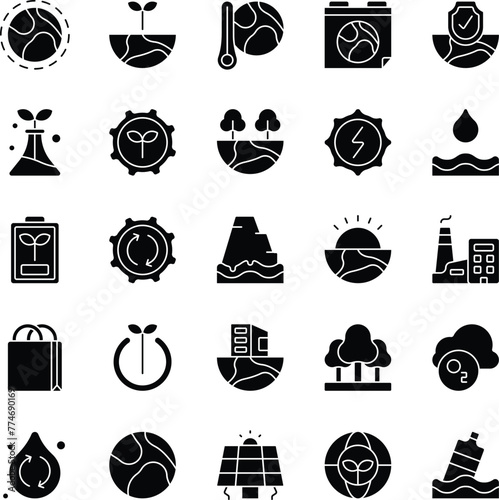 Environtment day icon set fill illustration