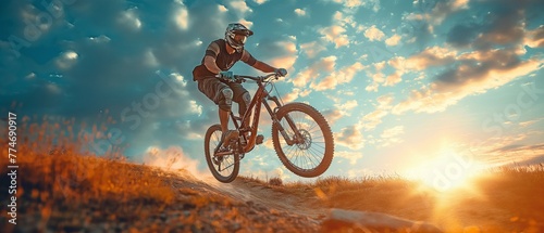 Jumping from a mountain bike is an extreme sport for the rider.