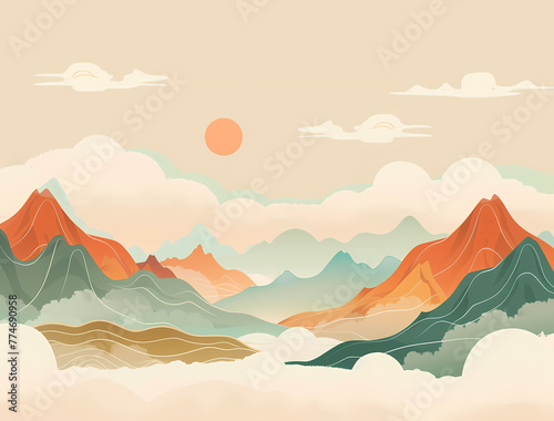 mountains  clouds  illustration  background