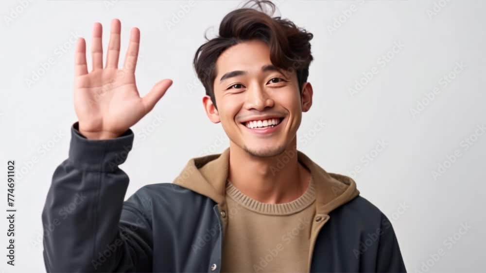 portrait of a casually dressed handsome young Asian man smiling portrait of a casually dressed handsome young Asian man smiling