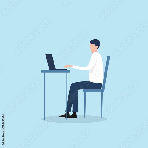 パソコン作業する男性