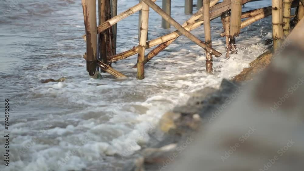 ocean waves hit the land. waves crashing onto the shore ocean waves hit the land. waves crashing onto the shore