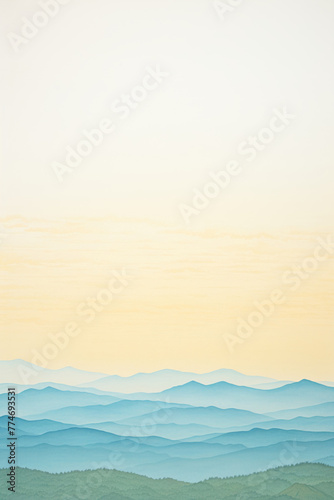 Mountain landscape, watercolor, sunset glow, wide angle, tranquil atmosphere © sunchai