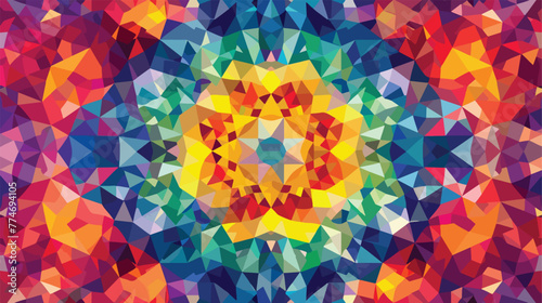 Triangle pattern background. Kaleidoscope flower  photo