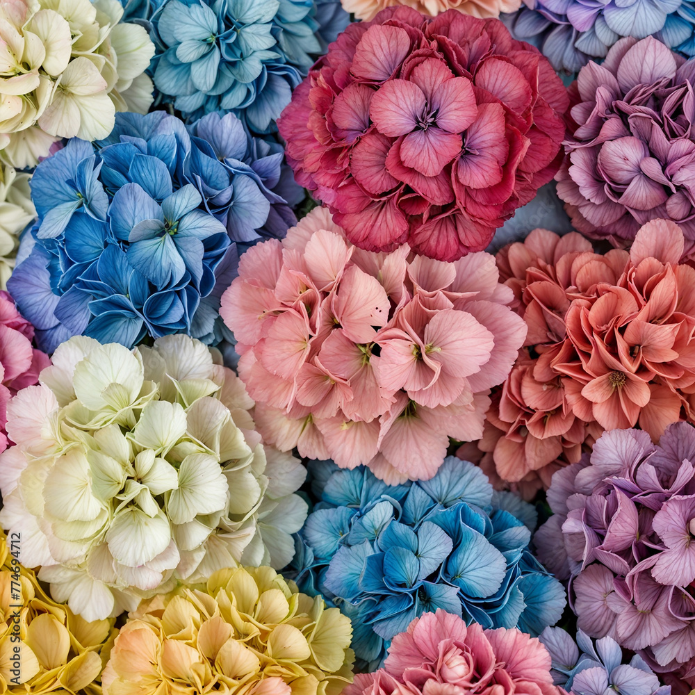 Beautiful colorful hydrangea flowers as background