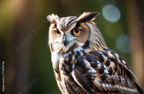 owl close-up against the background of nature in its natural habitat