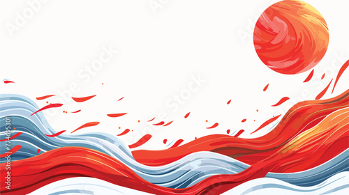 Wavy Japanese flag illustration flat vector i