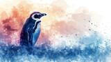 penguin on textured paint background World penguin day April 25, Penguin Awareness Day Good for banner, poster, greeting card, party card, invitation, advertising, campaign, and social media.