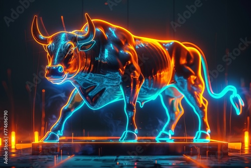 a red orange 3D render of a stock market   cryptocurrency bull   