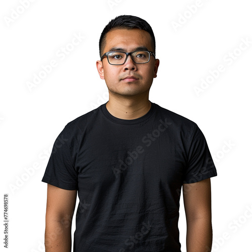 Confident Young Man with Glasses Portrait on Transparent Background