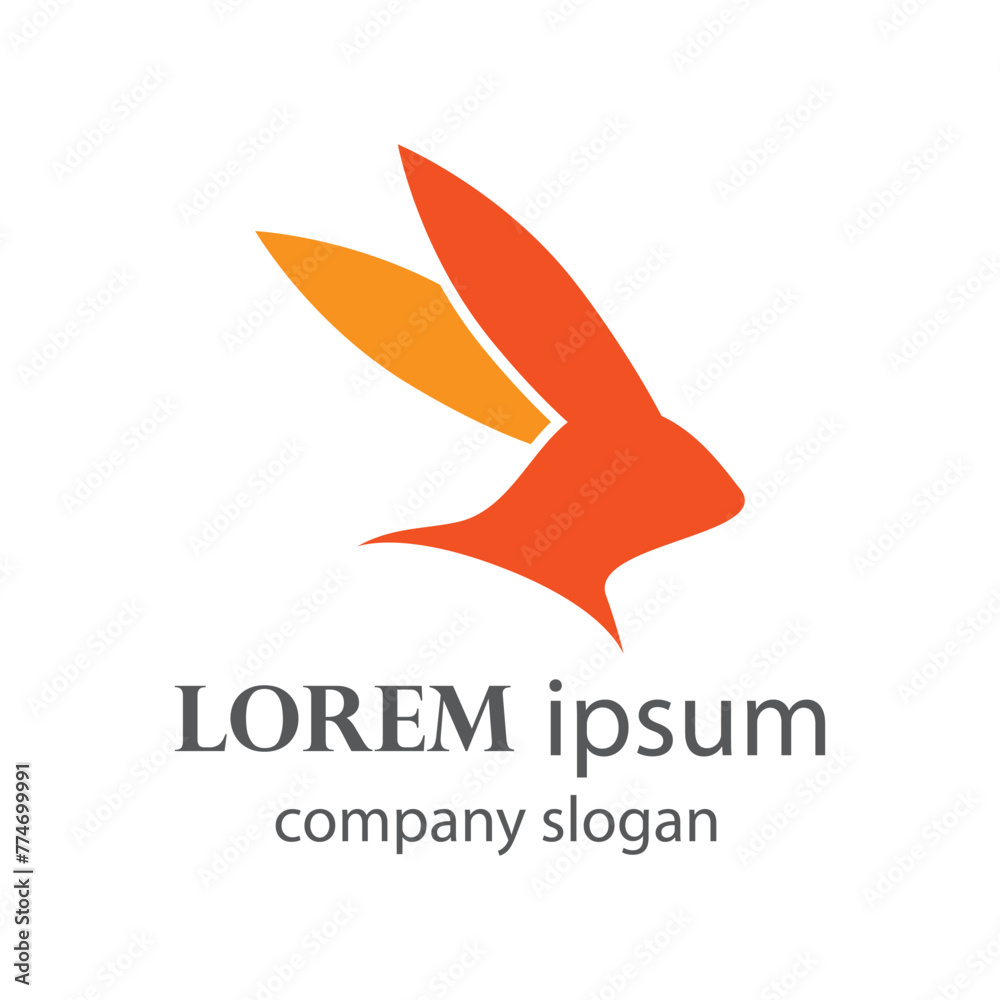 Fototapeta premium cute rabbit logo design in orange