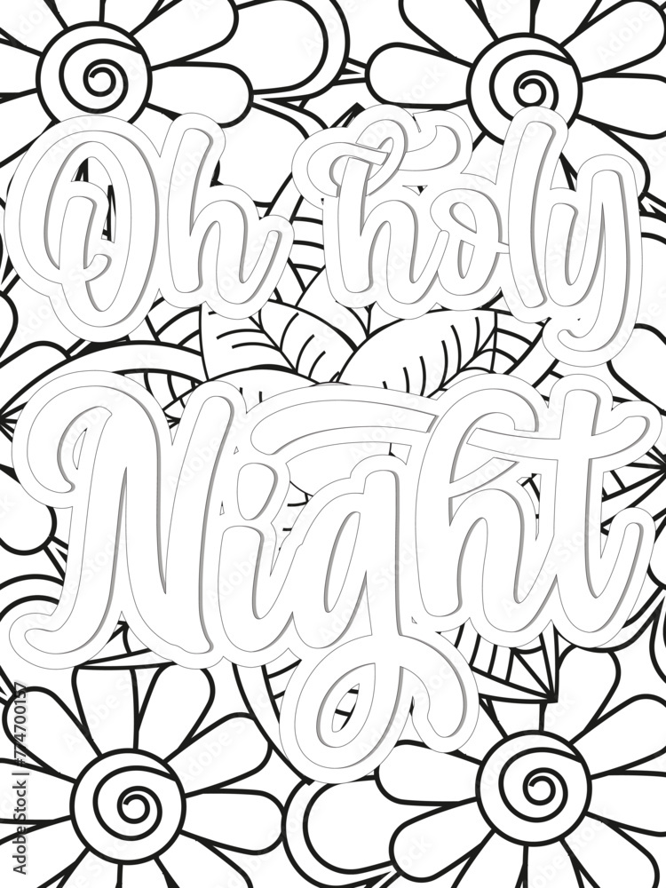 Keychain-Quotes Flower Coloring Page Beautiful black and white illustration for adult coloring book