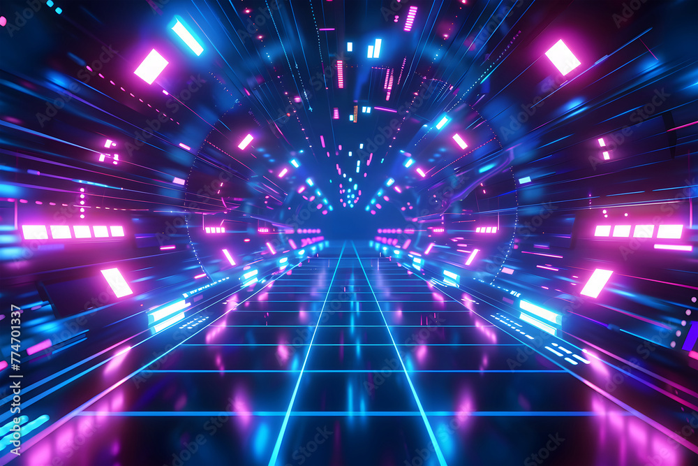 futuristic blue tunnel, traveling through a high-speed data stream or entering a virtual reality porta futuristic blue tunnel, traveling through a high-speed data stream or entering a virtual reality porta