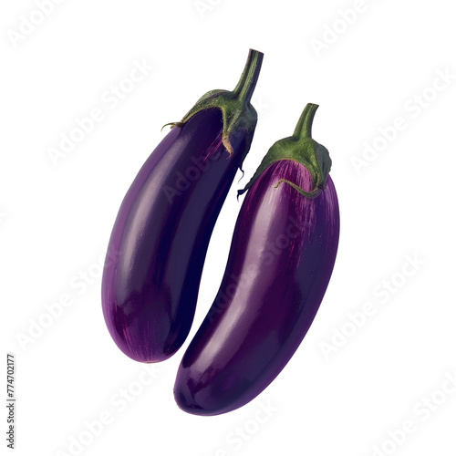 Two purple eggplants on a Transparent Background