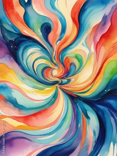 the swirls of color merge gracefully, forming a captivating watercolor painting masterpiece.