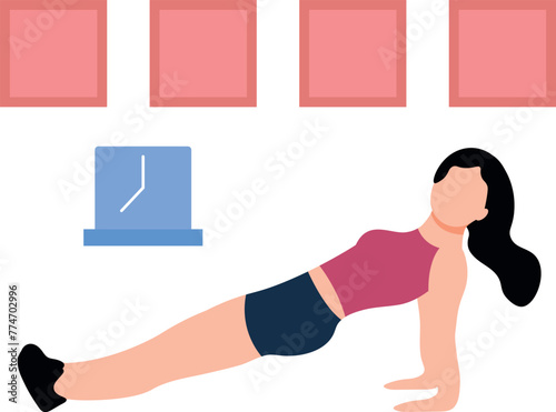 Girl doing squat exercise.