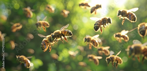 Bee-autiful Blur A Hive of Honeybees in Focus Generative AI © Bipul Kumar