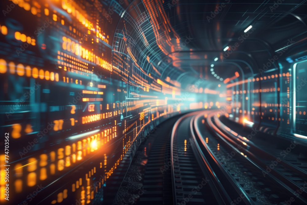 Futuristic tunnel of light. Background image. Created with Generative AI technology. Futuristic tunnel of light. Background image. Created with Generative AI technology.