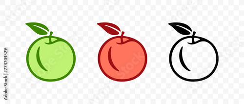 Apple fruit with leaf, food and plant, graphic design. Garden and agriculture, harvest, fruity, nature and gardening, vector design and illustration