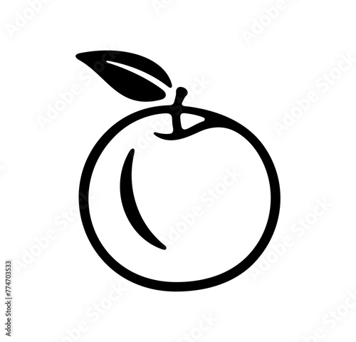 Apple fruit with leaf, food and plant, graphic design. Garden and agriculture, harvest, fruity, nature and gardening, vector design and illustration