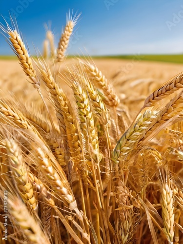 Closeup image of Golden Wheat Field Background