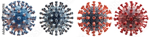 Set of virus cells isolated on transparent background