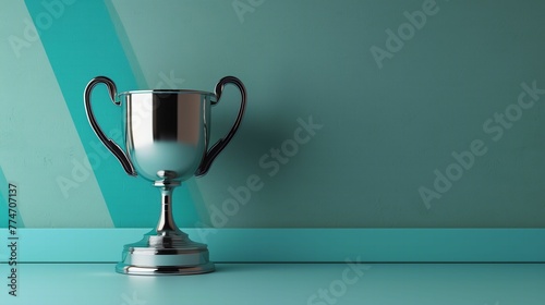 Silver trophy for achievement, award ceremony photo, victory symbol. High-resolution trophy image for awards, competitions, and recognition.