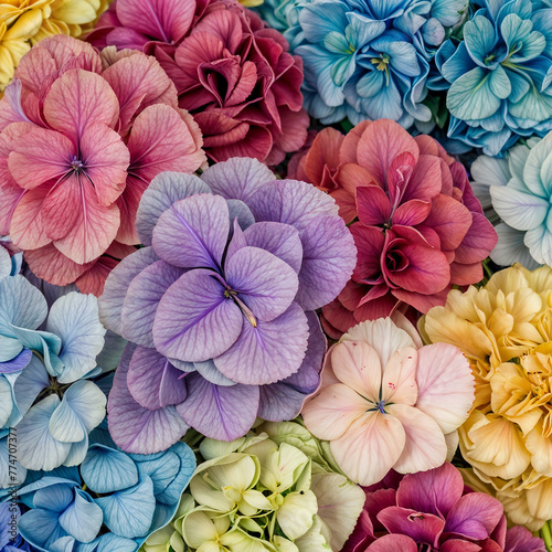 Beautiful colorful hydrangea flowers as background